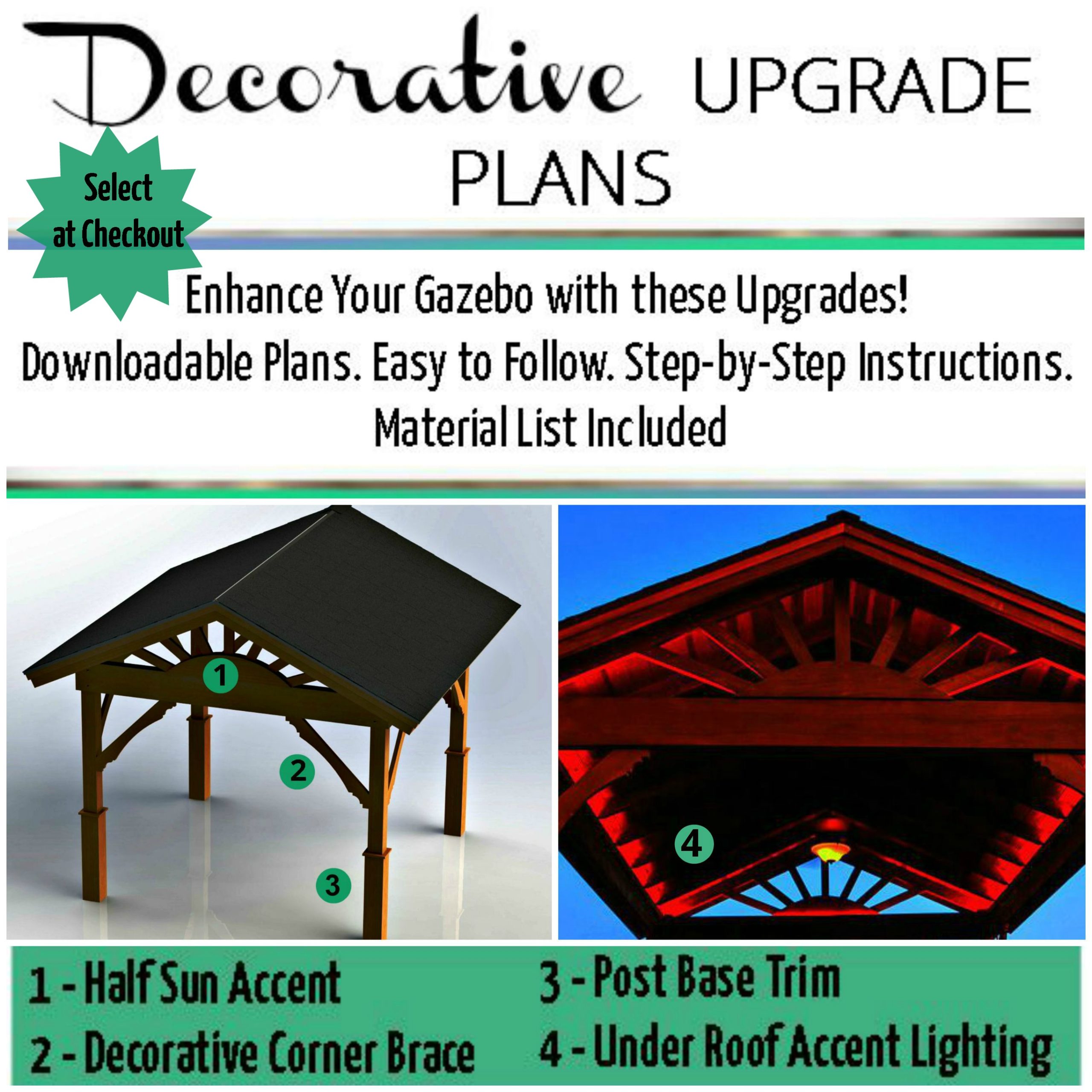 Gazebo with Hip Metal Roof Downloadable Building Plans