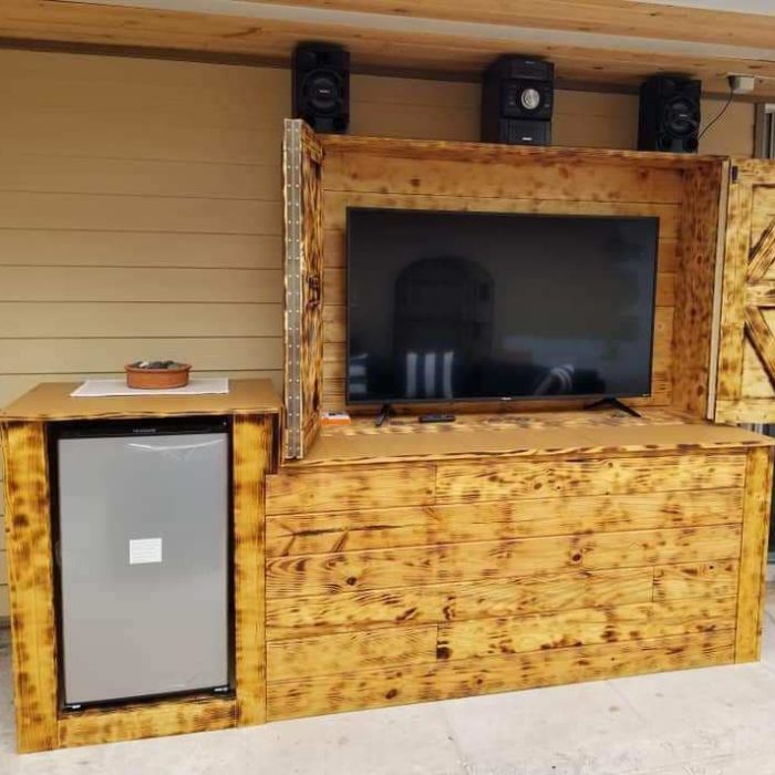 Outdoor Tv Cabinet With Bi Fold Doors Able Building Plan Diy Backyard - Outdoor Cabinet Diy Plans