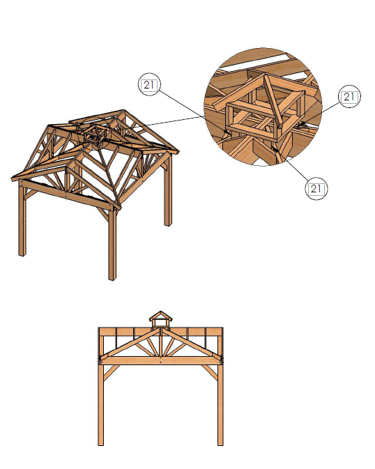 Gazebo with 4-Sided Gable Roof Downloadable Building Plans