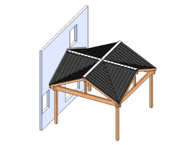 Attached Gazebo with 4-Sided Gable Roof Downloadable Building Plans